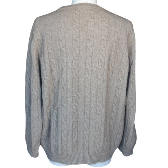 Native World SZ M Possum & Merino Wool Men's Cable Knit Tan Crewneck Sweater - Picture 2 of 14